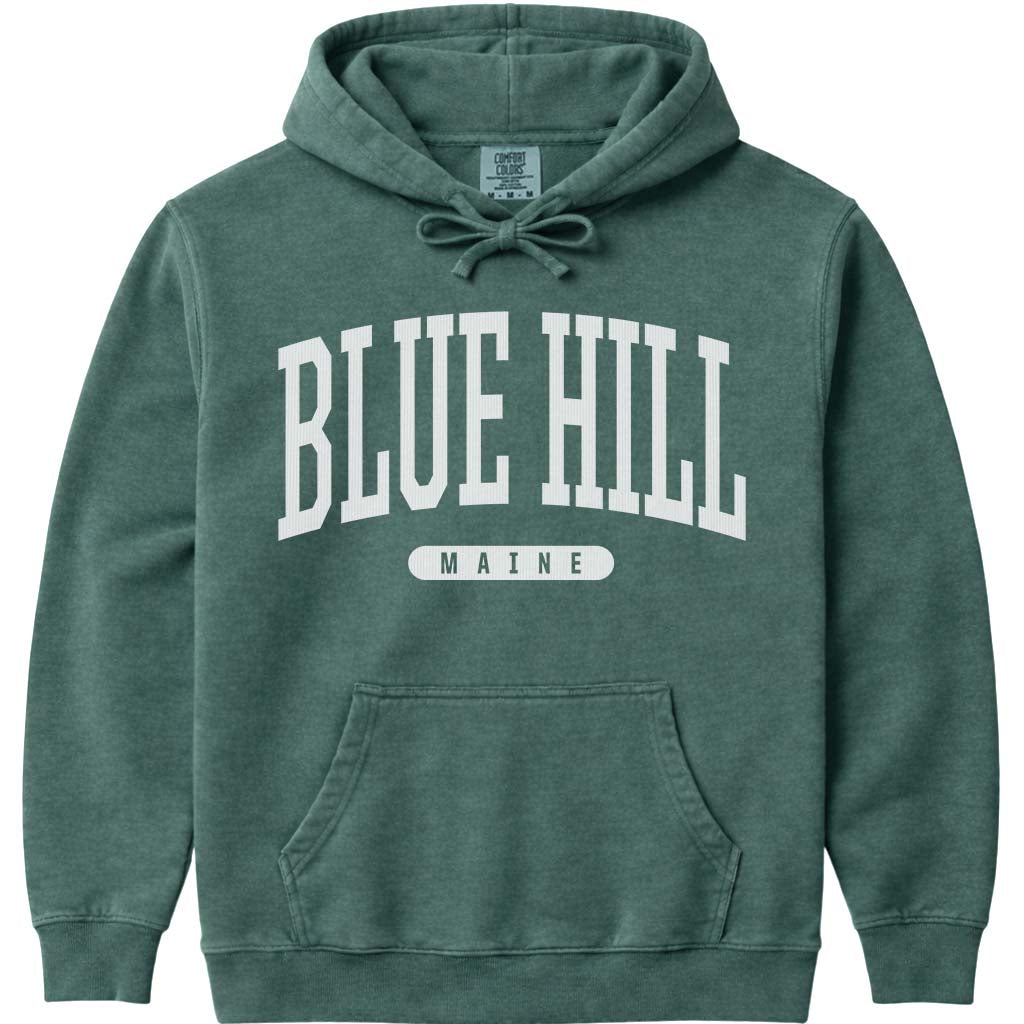 Vintage College Blue Hill Maine Hoodie - Blue Spruce