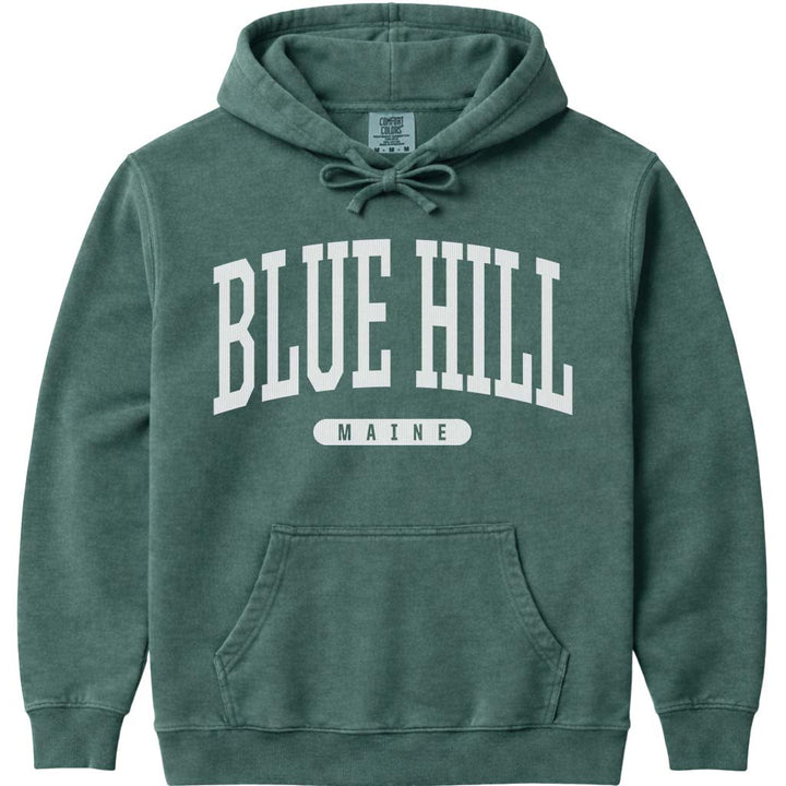 Vintage College Blue Hill Maine Hoodie - Blue Spruce