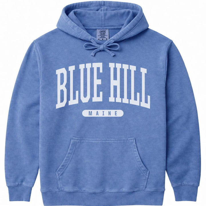 Vintage College Blue Hill Maine Hoodie - Flo Blue
