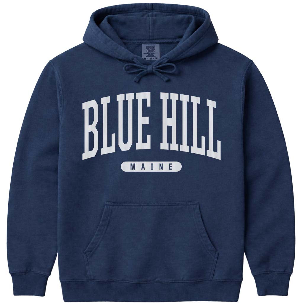 Vintage College Blue Hill Maine Hoodie - Navy