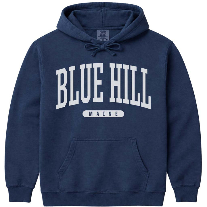 Vintage College Blue Hill Maine Hoodie - Navy