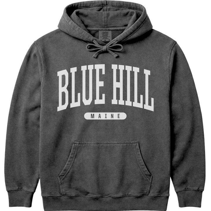 Vintage College Blue Hill Maine Hoodie - Pepper