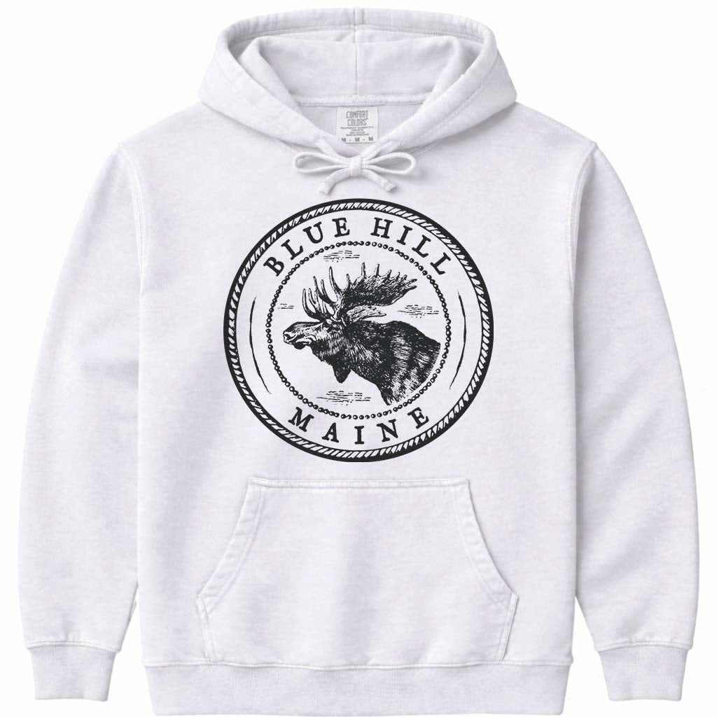Vintage Blue Hill Maine Hoodie Sweatshirt - White