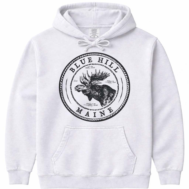 Vintage Blue Hill Maine Hoodie Sweatshirt - White