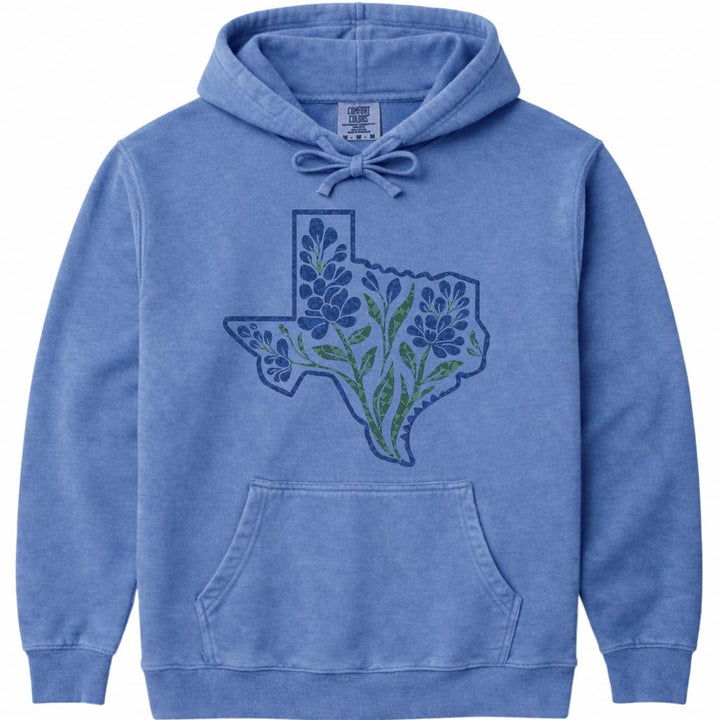 Bluebonnet Texas Women's Hoodie Sweatshirt - Flo Blue