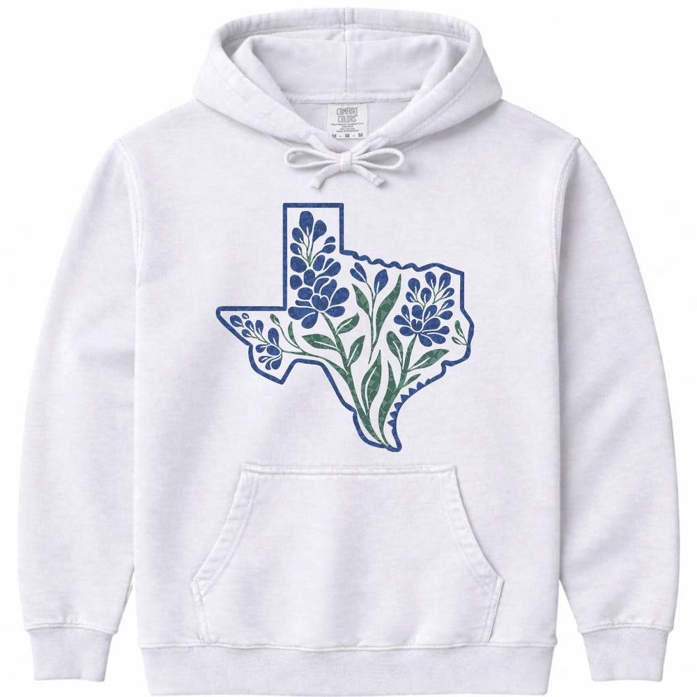 Bluebonnet Texas Women's Hoodie Sweatshirt - White