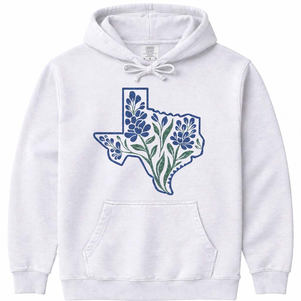 Bluebonnet Texas Women's Hoodie Sweatshirt - White