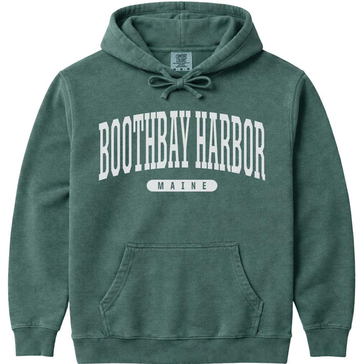 Vintage College Boothbay Harbor Maine Hoodie - Blue Spruce