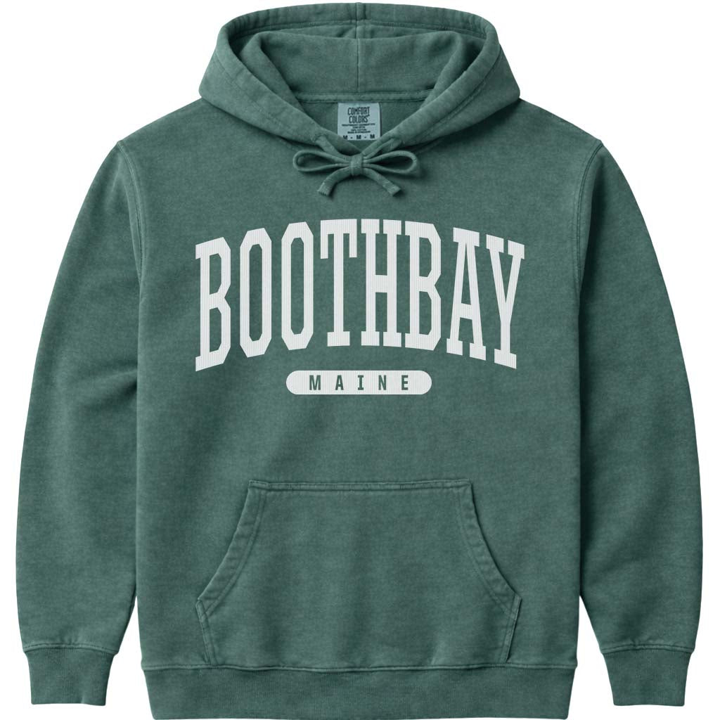 Vintage College Boothbay Maine Hooded Sweatshirt - Blue Spruce