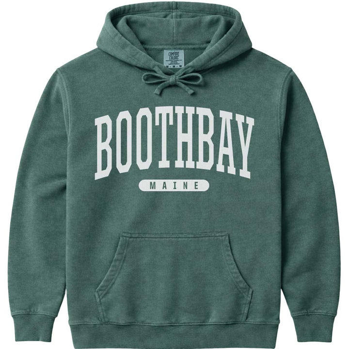 Vintage College Boothbay Maine Hooded Sweatshirt - Blue Spruce