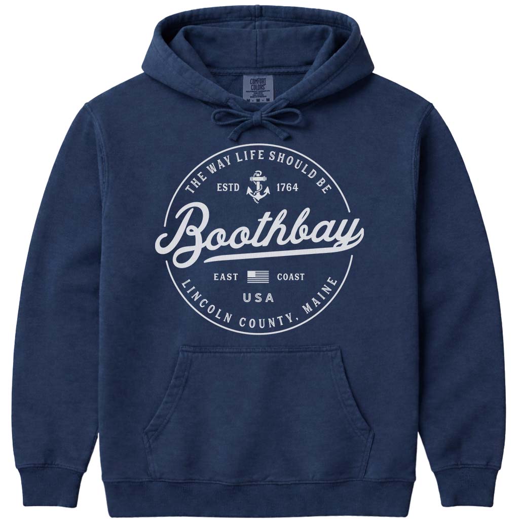 Boothbay Maine Vacation Hoodie Sweatshirt - Navy