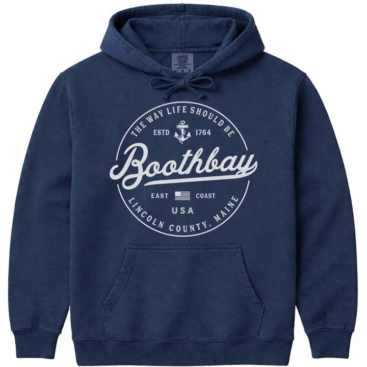 Boothbay Maine Vacation Hoodie Sweatshirt - Navy
