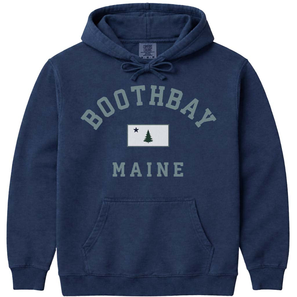 Boothbay Maine Arched Flag Hoodie - Navy