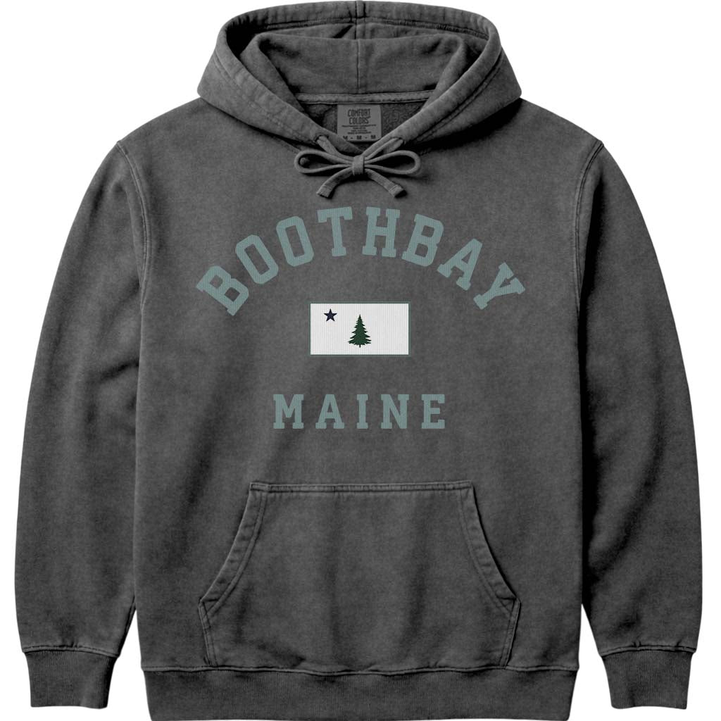 Boothbay Maine Arched Flag Hoodie - Pepper