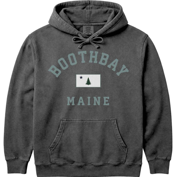 Boothbay Maine Arched Flag Hoodie - Pepper