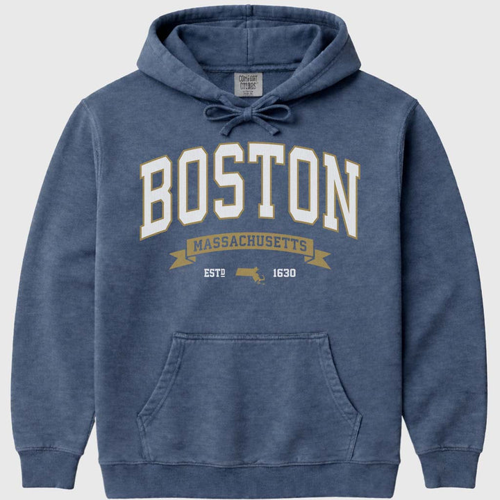 Boston College Style Hoodie Sweatshirt - Denim