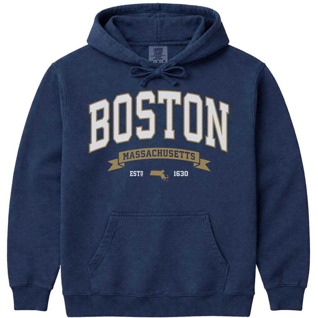 Boston College Style Hoodie Sweatshirt - Navy