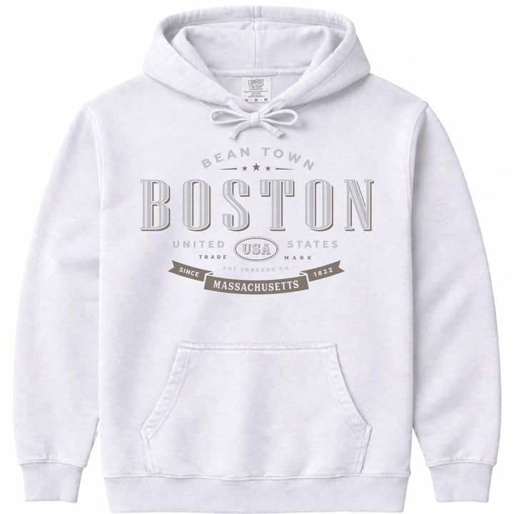 Boston Souvenir Hoodie Sweatshirt - White