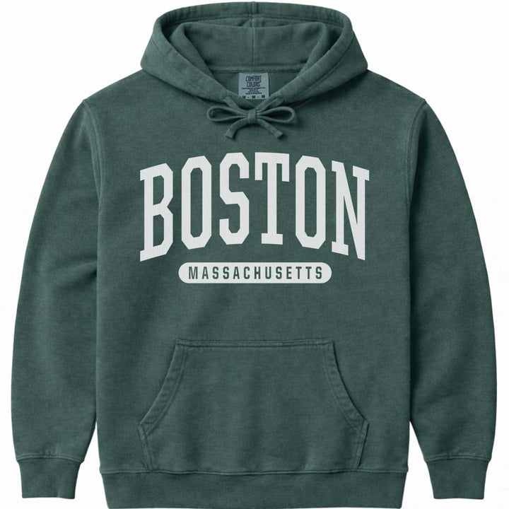 Boston University Style Hoodie Sweatshirt - Blue Spruce