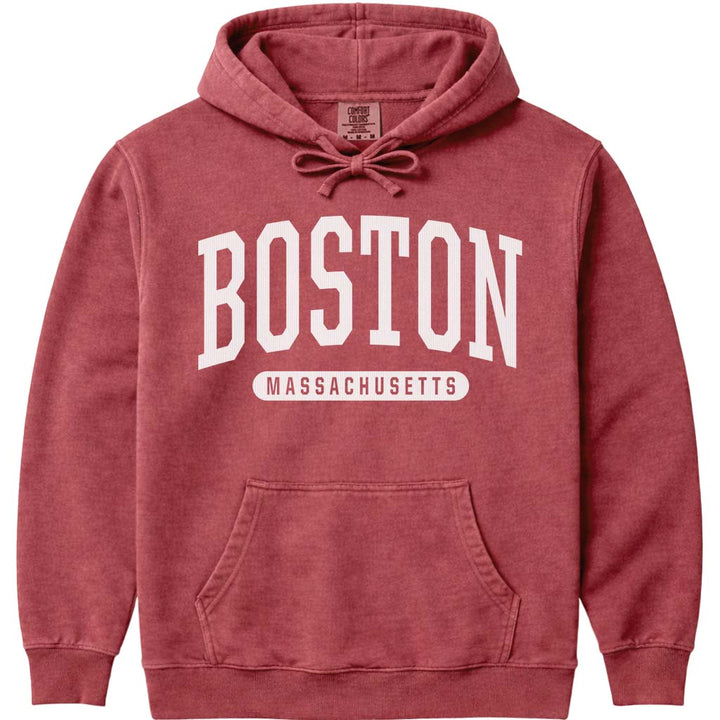 Boston University Style Hoodie Sweatshirt - Crimson