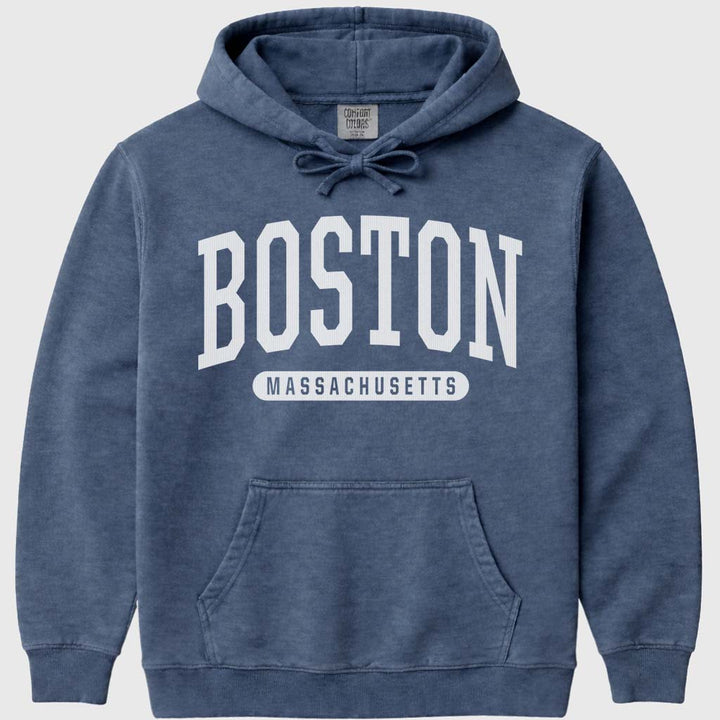 Boston University Style Hoodie Sweatshirt - Denim