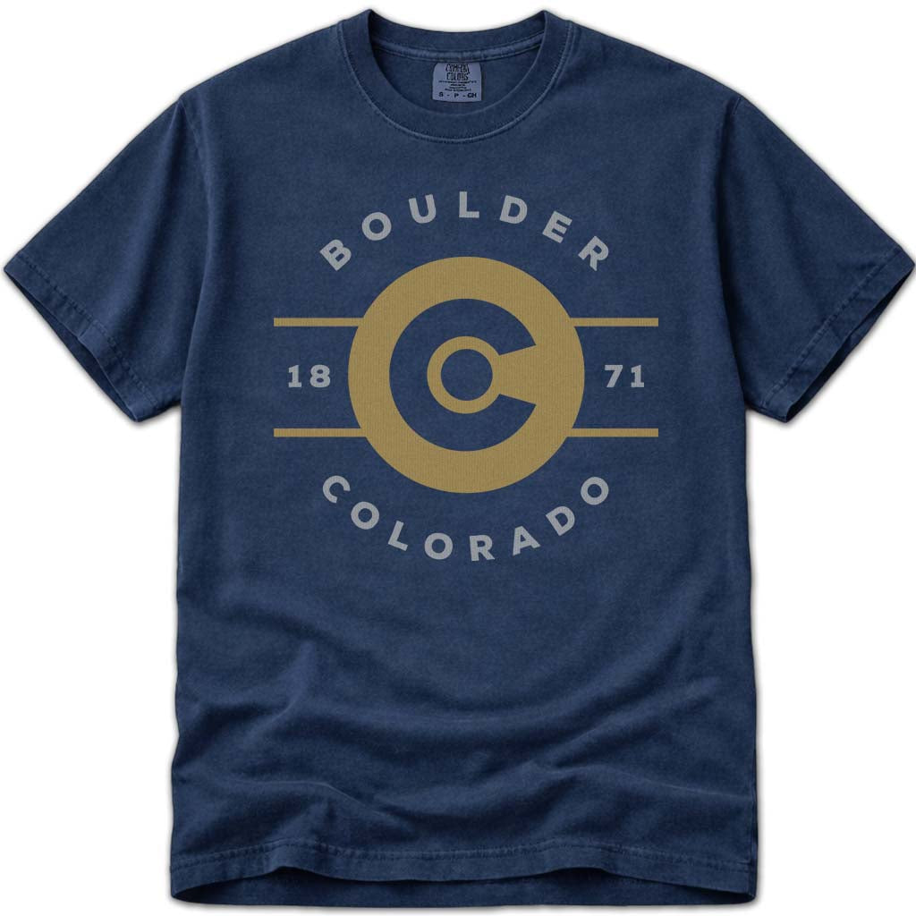 Boulder Colorado CO 1871 T Shirt - Navy