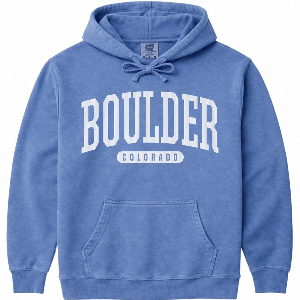 Boulder Colorado Hoodie Sweatshirt - Flo Blue
