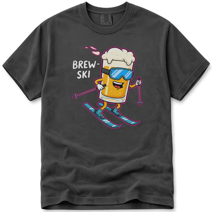 Brew Ski Funny Beer Mug Character Skiing T-Shirt - Pepper