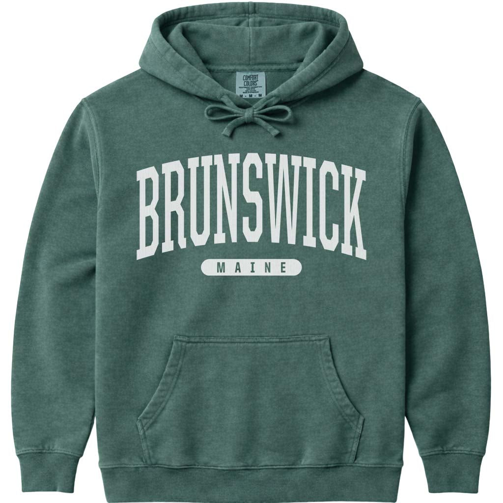 Vintage College Brunswick Maine Hoodie - Blue Spruce