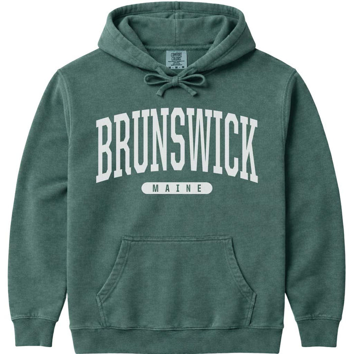 Vintage College Brunswick Maine Hoodie - Blue Spruce