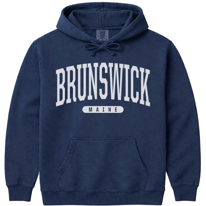 Vintage College Brunswick Maine Hoodie - Navy