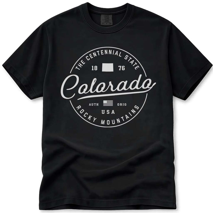Colorado T Shirt, Centennial State - Black