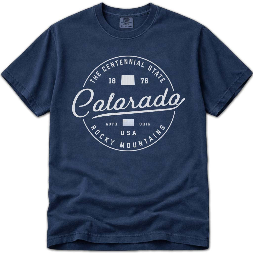 Colorado T Shirt, Centennial State - Navy
