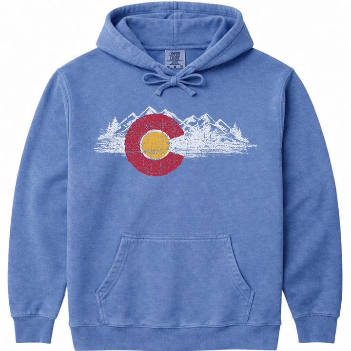 CO Colorado Mountains Hoodie Sweatshirt - Flo Blue