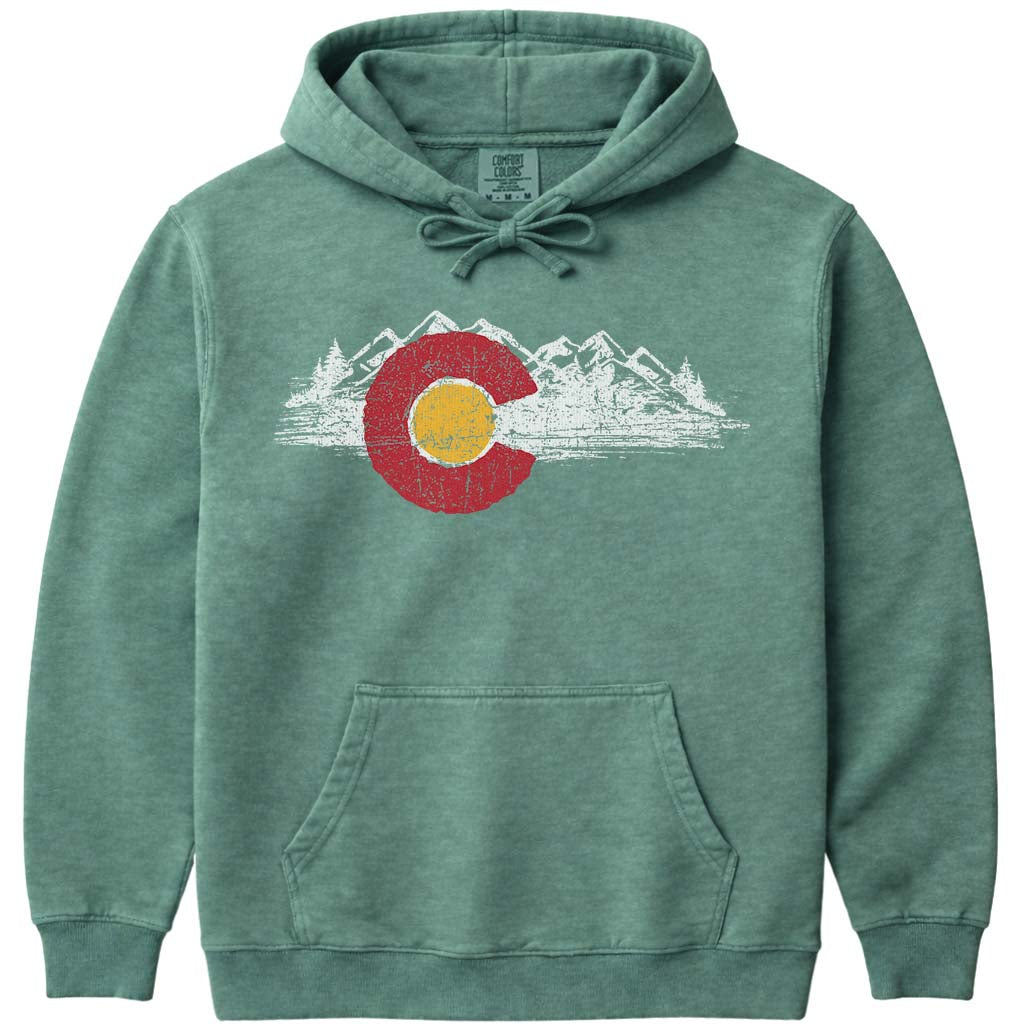 CO Colorado Mountains Hoodie Sweatshirt - Light Green