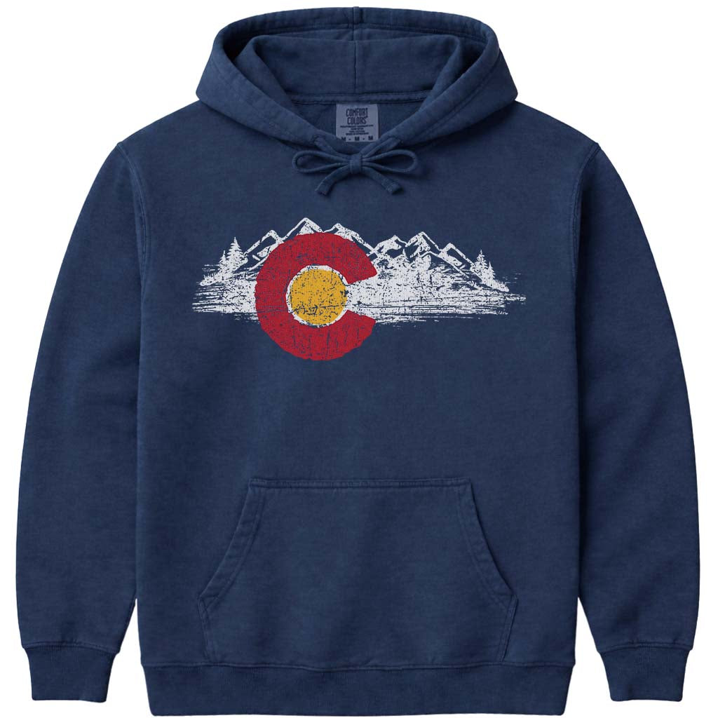 CO Colorado Mountains Hoodie Sweatshirt - Navy