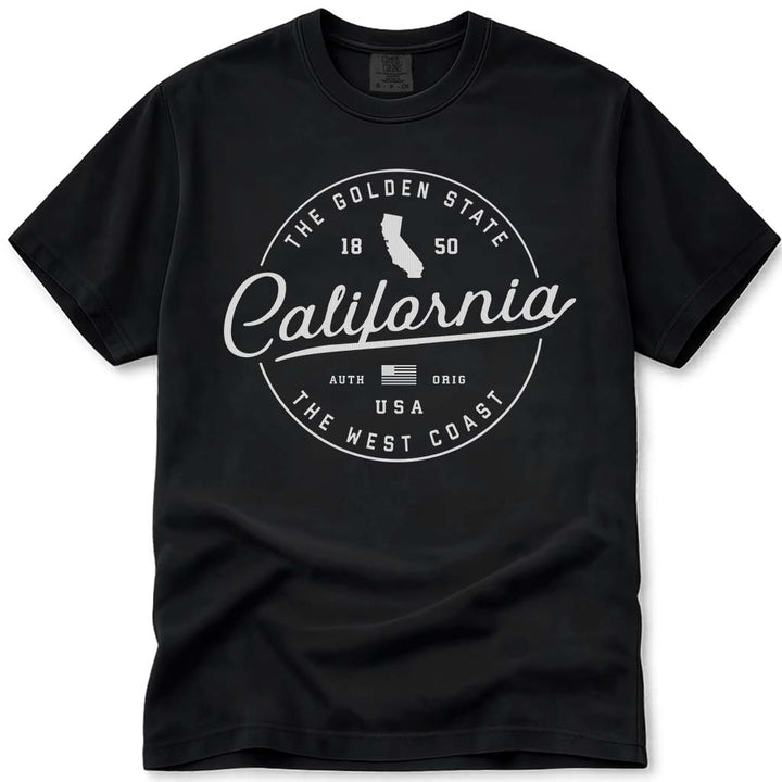 California T Shirt, The Golden State - Black