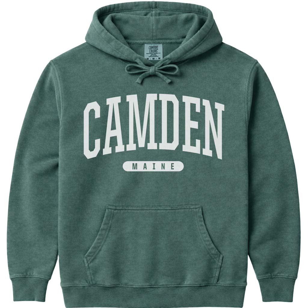 Vintage College Camden Maine Hooded Sweatshirt - Blue Spruce