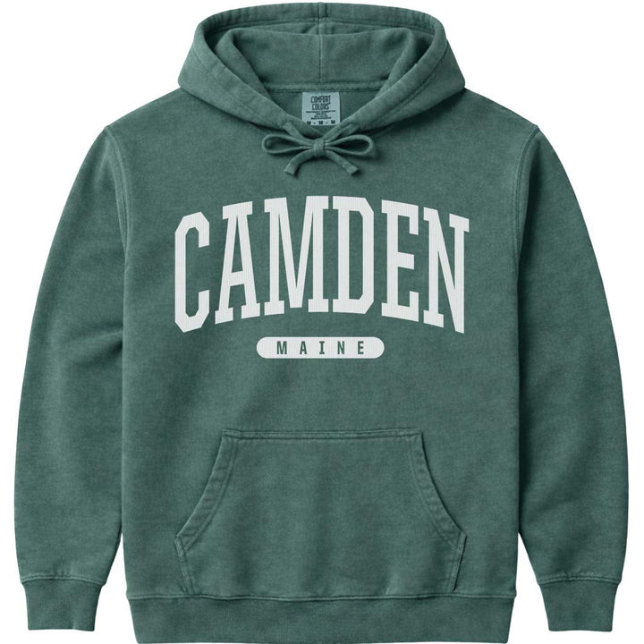 Vintage College Camden Maine Hooded Sweatshirt - Blue Spruce