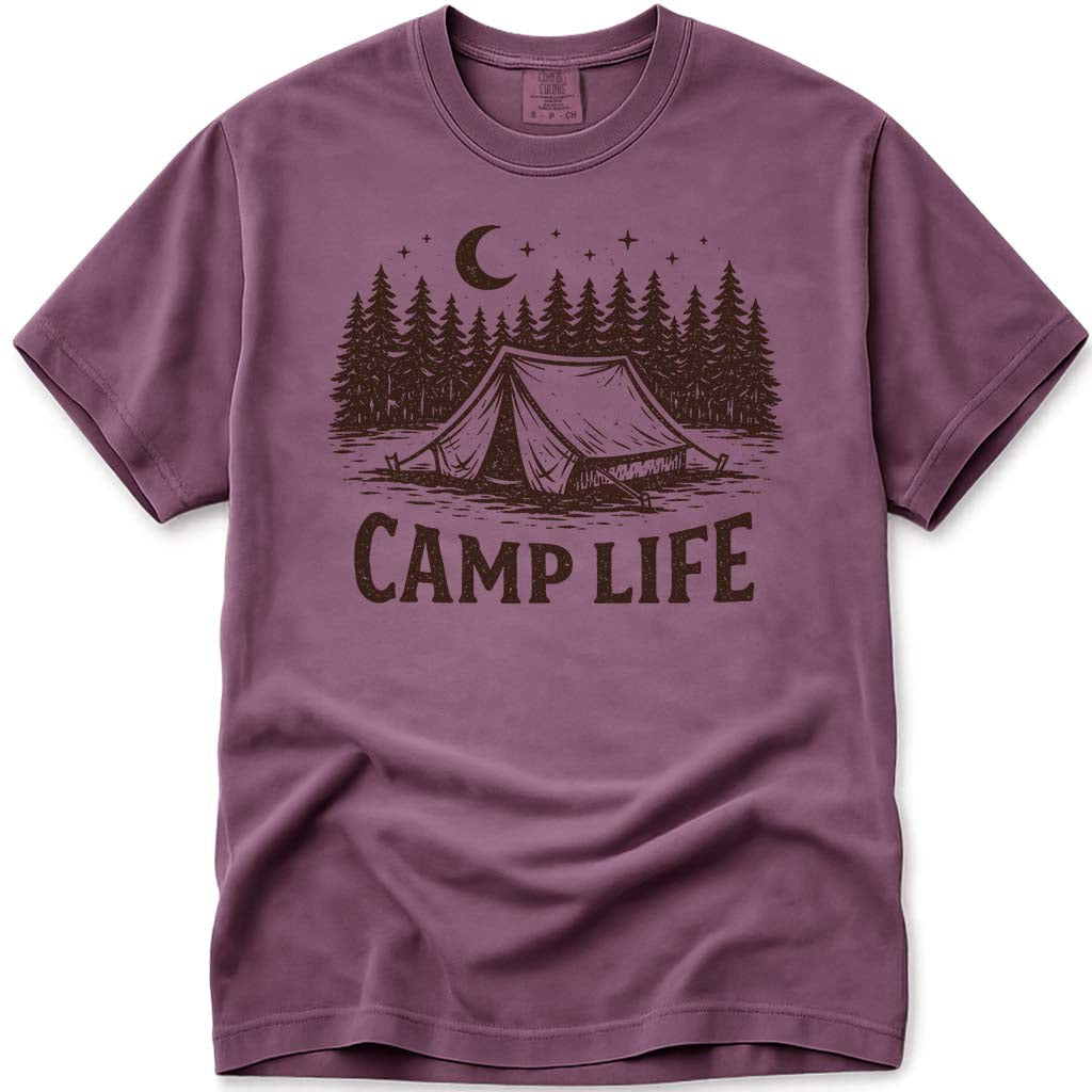Camp Life Outdoor Adventure Camping T-Shirt - Berry