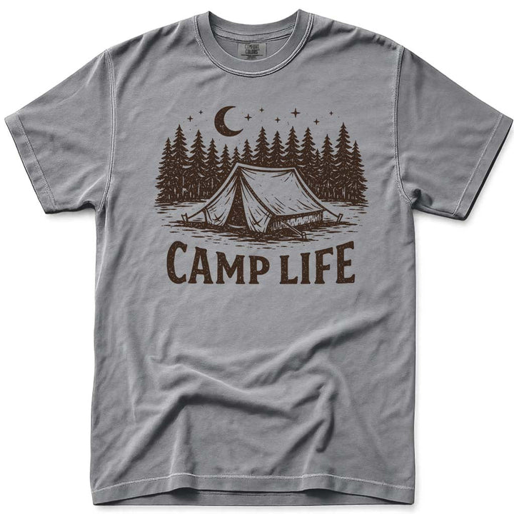 Camp Life Outdoor Adventure Camping T-Shirt - Grey