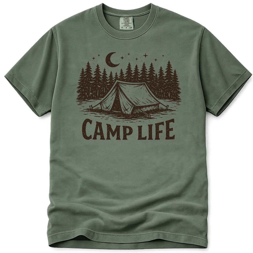 Camp Life Outdoor Adventure Camping T-Shirt - Moss