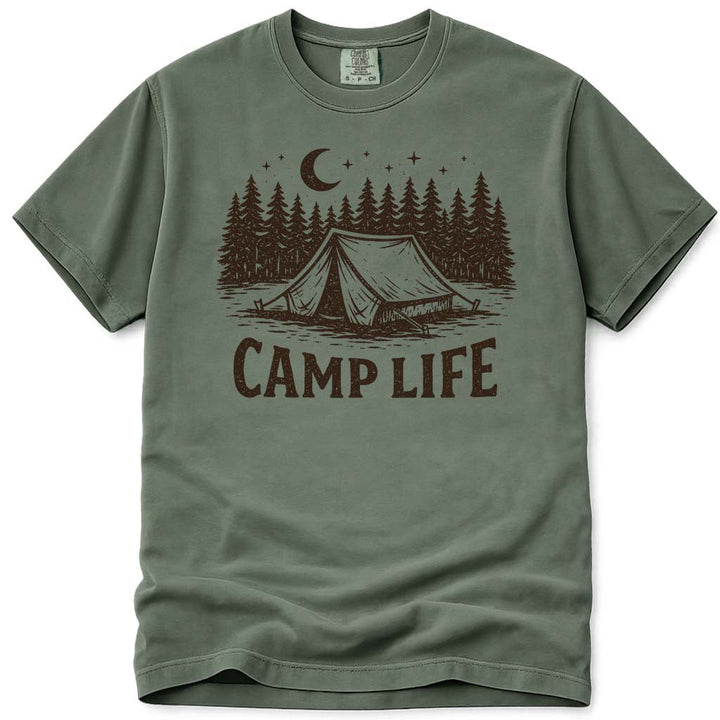 Camp Life Outdoor Adventure Camping T-Shirt - Moss