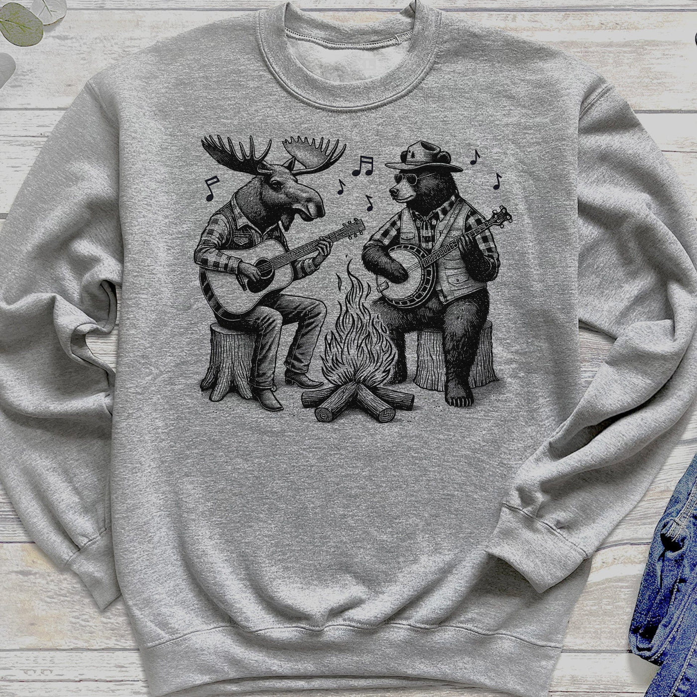 Moose & Bear Campfire Guitar & Banjo Jam Sweatshirt