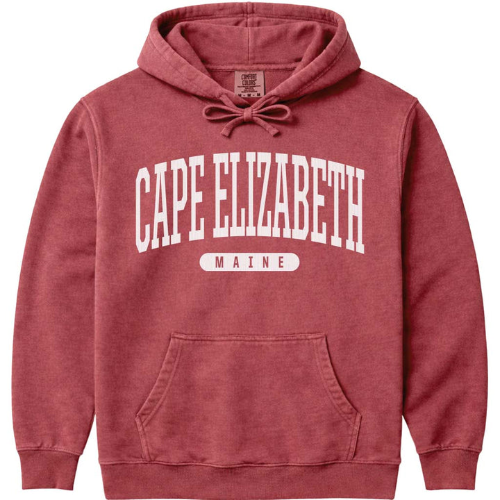 Vintage College Cape Elizabeth Maine Hoodie - Crimson