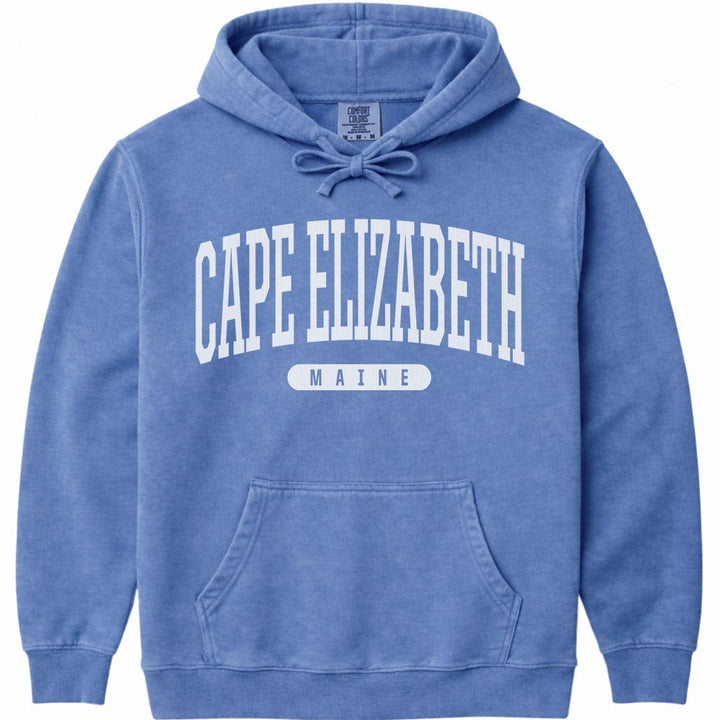 Vintage College Cape Elizabeth Maine Hoodie - Flo Blue