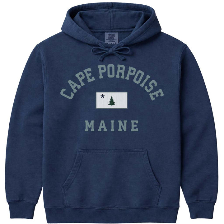 Retro Cape Porpoise Maine Flag Hoodie - Navy