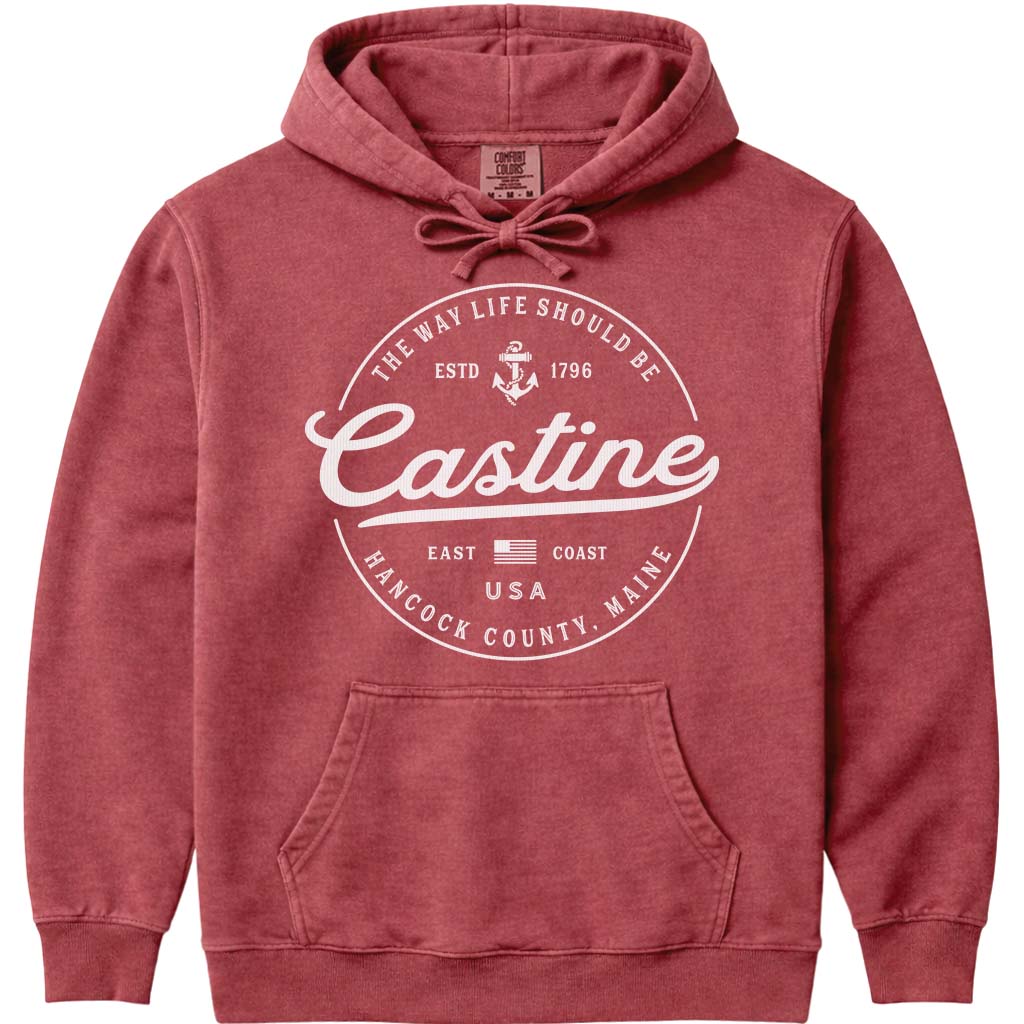 Castine Maine Vacation Hoodie - Crimson