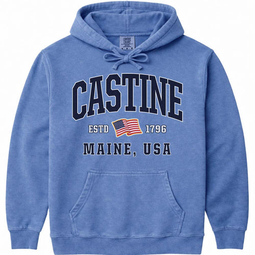 USA Flag Castine Maine Hooded Sweatshirt