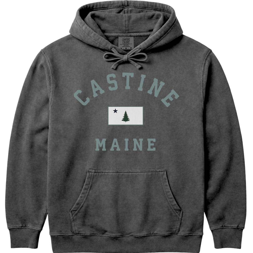 Castine Maine Flag Hoodie Sweatshirt - Pepper